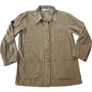 Vintage Cherokee Chore Shacket Embroidered Floral Oversized Jacket Sz S